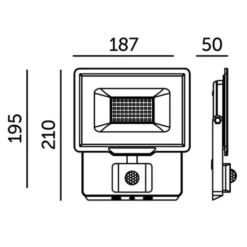 LED Projektør med Sensor | 4000K | 4250lm | 50W | IP65 | LED2B MHC | Sort