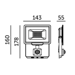 LED Projektør med Sensor | 4000K | 2550lm | 30W | IP65 | LED2B MHC | Sort