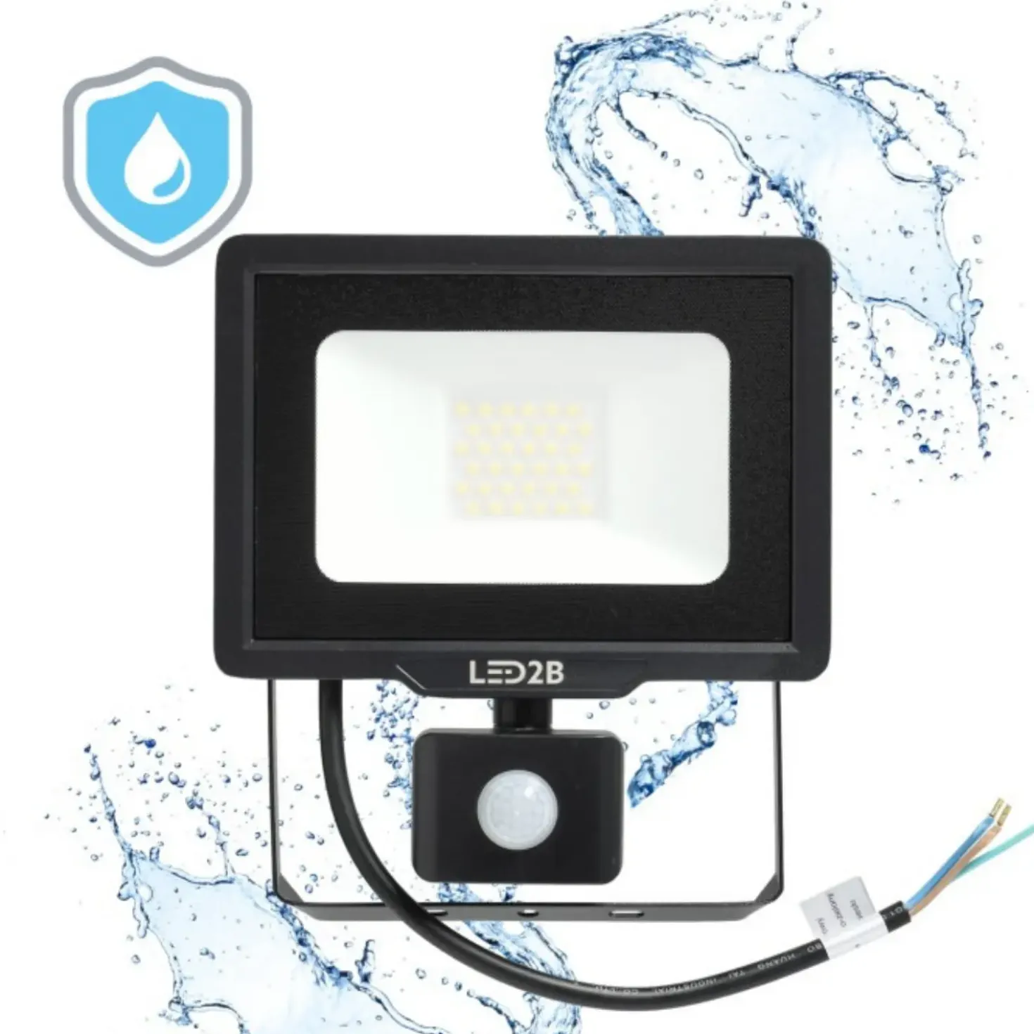 LED Projektør med Sensor | 4000K | 1600lm | 20W | IP65 | LED2B MHC | Sort