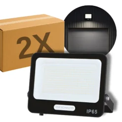 LED projektør | 2-Pak | 4000K | 300W | 27000lm | IP65 | Sort