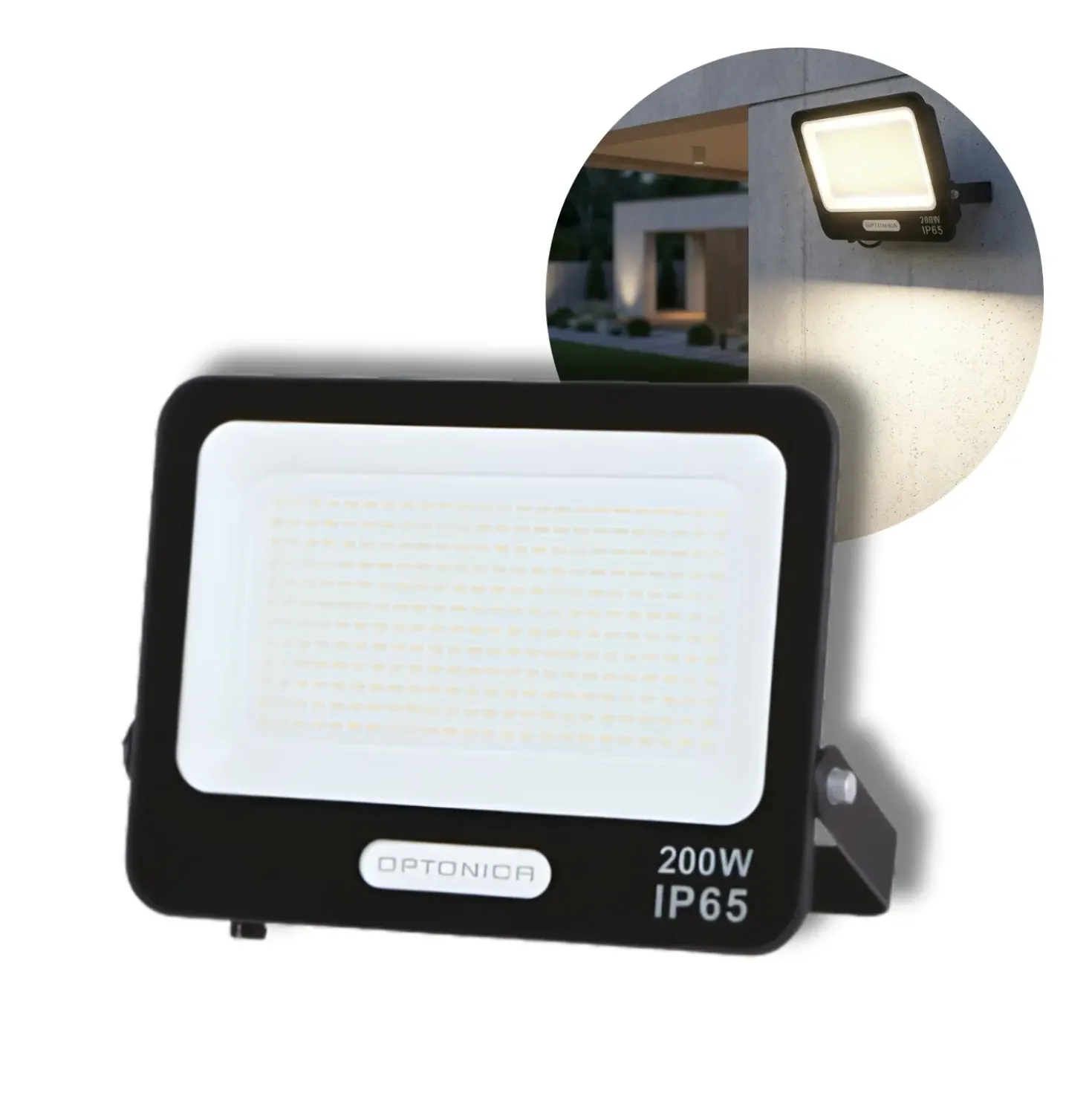 LED projektør | 4-Pak | 6000K | 200W | 18000lm | IP65 | Sort | Masser af lys