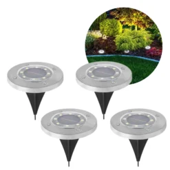 LED Solcellelamper på Spyd | 4-Pak | 4000K | IP44 | Skumringsrelæ | CLAVO G2 | Mat Krom