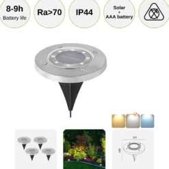 LED Solcellelamper på Spyd | 4-Pak | 4000K | IP44 | Skumringsrelæ | CLAVO G2 | Mat Krom