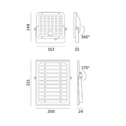 LED solcelle projektør med sensor | 2CCT | 1500lm | 10W | IP65 | MHCS | Sort