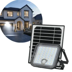 LED solcelle projektør med sensor | 2CCT | 1500lm | 10W | IP65 | MHCS | Sort