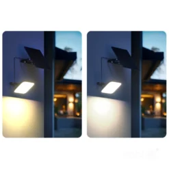 LED solcelle projektør med sensor | 2CCT | 1500lm | 10W | IP65 | MHCS | Sort