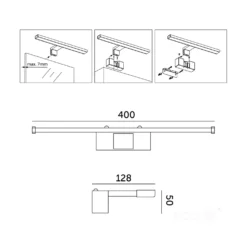 LED spejlarmatur | 40 cm | 8W | Sort