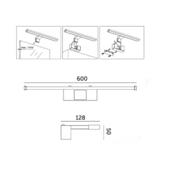 LED Spejlarmatur | 60 cm | 12W | Sort