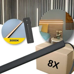 LED til Akustikpanel | Alt-i-en | 3000K | 8x60cm | 10x10mm | Inkl. Fjernbetjening