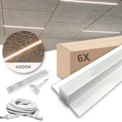 LED Troldtekt Skinner 60cm | 6 stk. Sæt | Inklusiv kabler, driver og 6-splitter | 4000K | PureLED | Hvid