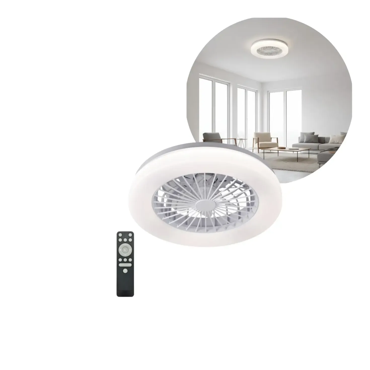 Loftlampe med Ventilator | 3CCT | 1550lm | 24W+15W | VENTELUX | Hvid