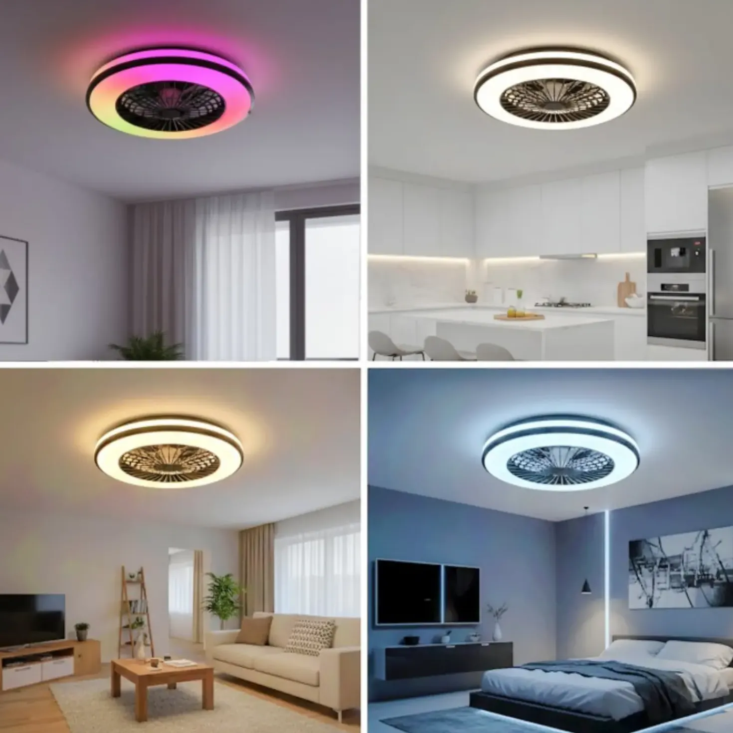 Loftlampe med Ventilator | 3CCT+RGB | 1300lm | 48W+15W | VENTELUX | Hvid