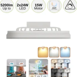 Loftventilator Med Lys | 2-Pak | 63W | CCT 3000-6500K | Ø485 | Fjernbetjening