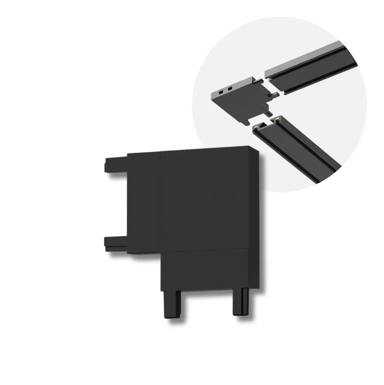 L-Samlestykke til SlimTrack Skinnesystem | 24 Volt | Sort