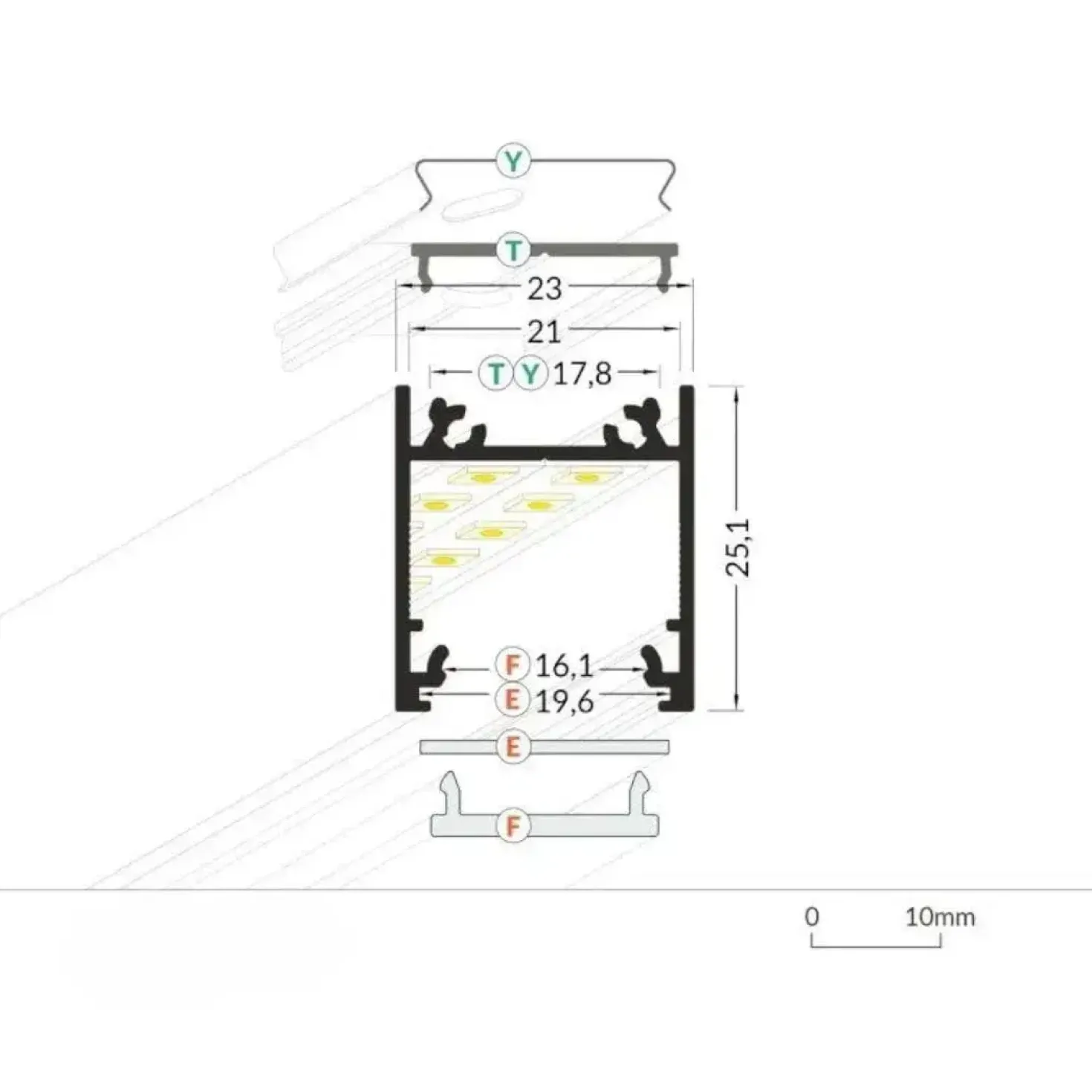 Lyskinne til Troldtekt COB | 6m Sæt | 24v LED | Hvid | 3000K