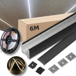 Lyskinne til Troldtekt COB | 6m Sæt | 24v LED | Sort | 4000K