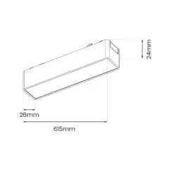 Lysskinne til SlimTrack Skinnesystem | 61cm | 24V | CCT | 2100lm | 20W | Hvid