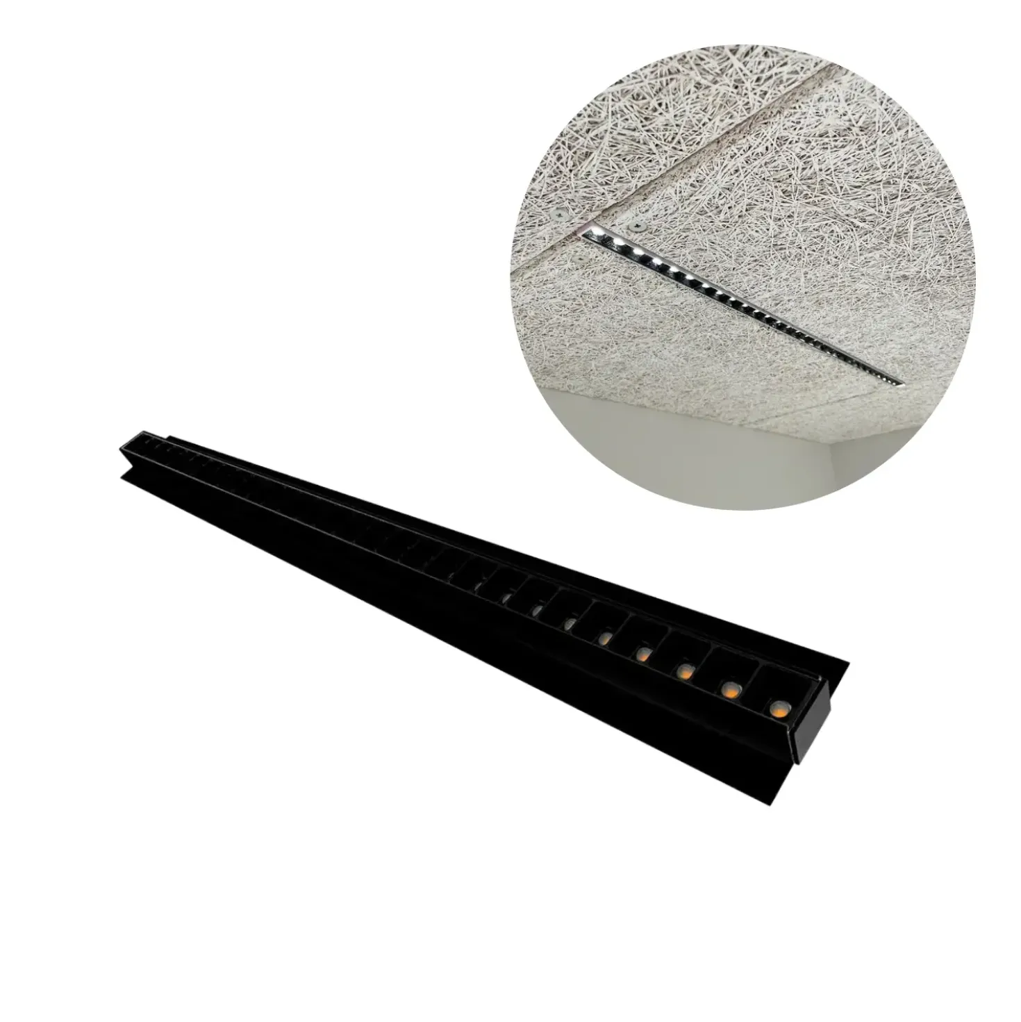 Lysskinne til Troldtekt | Sort/Sort | 60 cm | 24V | 3000K