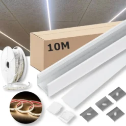 Lysskinne til Troldtekt 230V | 10m Sæt | Hvid | LED | 3000K