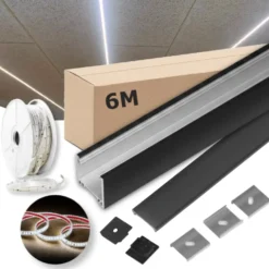 Lysskinne til Troldtekt 230V | 10m Sæt | Sort | LED | 4500K