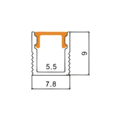 1m Aluprofil med diffuser | 7,8x9mm | Sort | Til LED strip