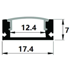 1m Aluprofil med milky diffuser | 17x7mm | Op til 12mm LED strip