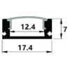 1m Aluprofil med sort diffuser | 17x7mm | Op til 12mm LED strip