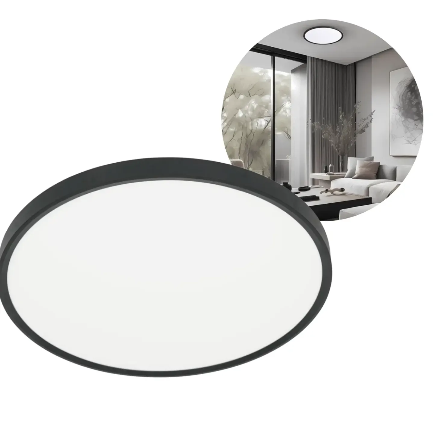 MAQ Plafond Lampe | Slim | Ø400mm | CCT | 3400lm | 32W | Sort