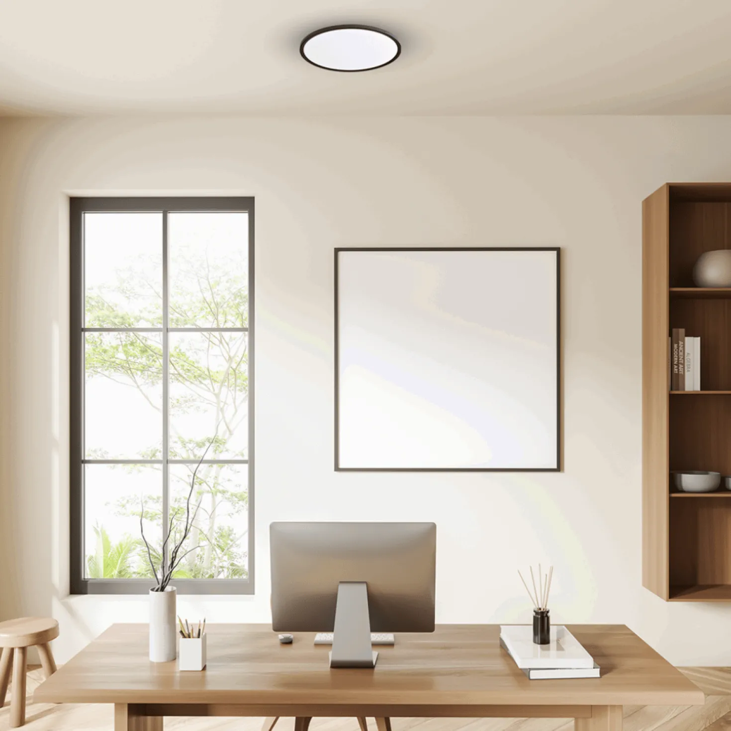 MAQ Plafond Lampe | Slim | Ø500mm | CCT | 4300lm | 40W | Sort