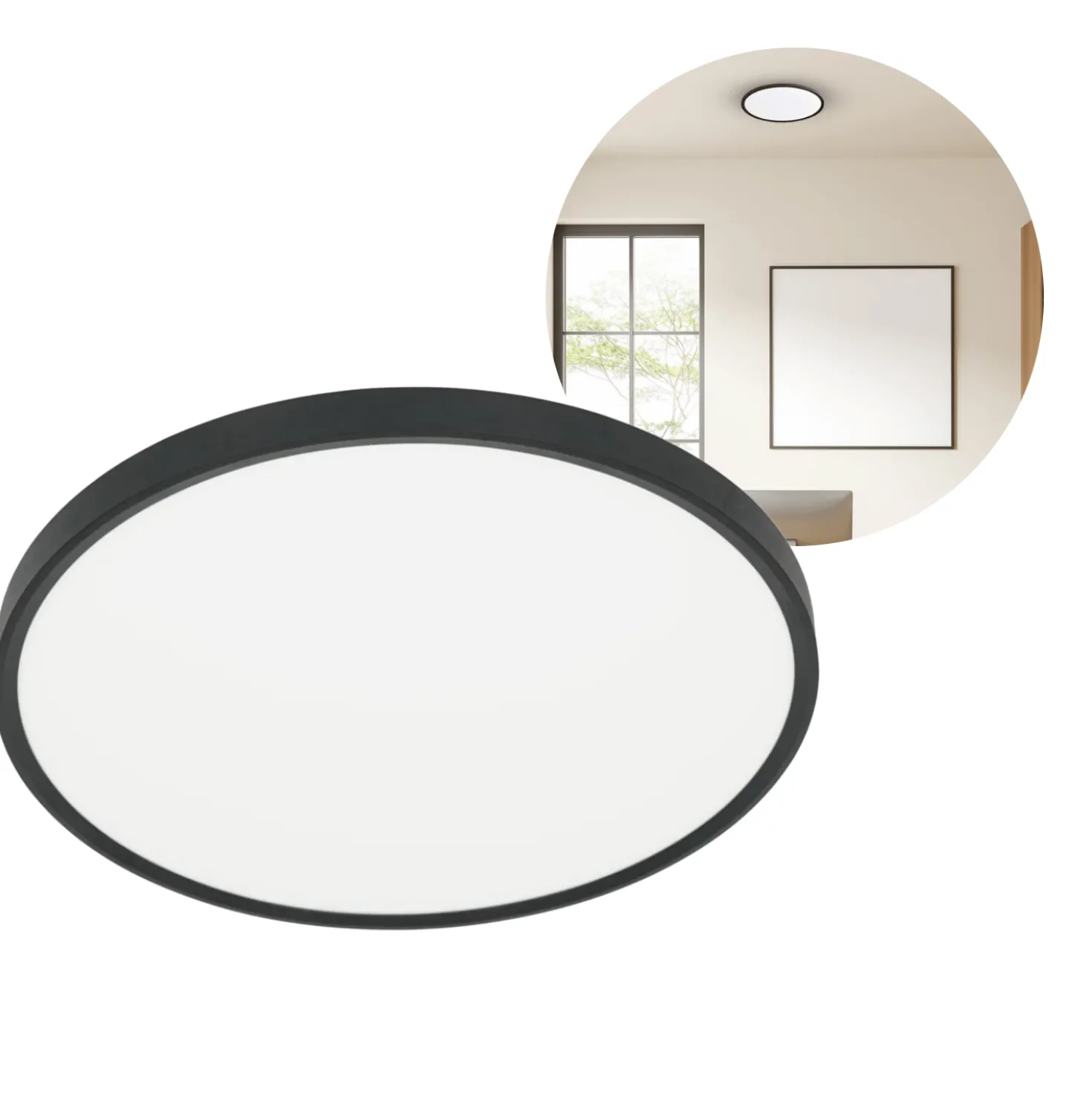 MAQ Plafond Lampe | Slim | Ø500mm | CCT | 4300lm | 40W | Sort