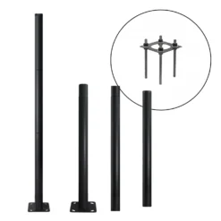 Mast til Gadelampe | Lygtepæl | 4m | Ø60mm | BASE SG | Sort