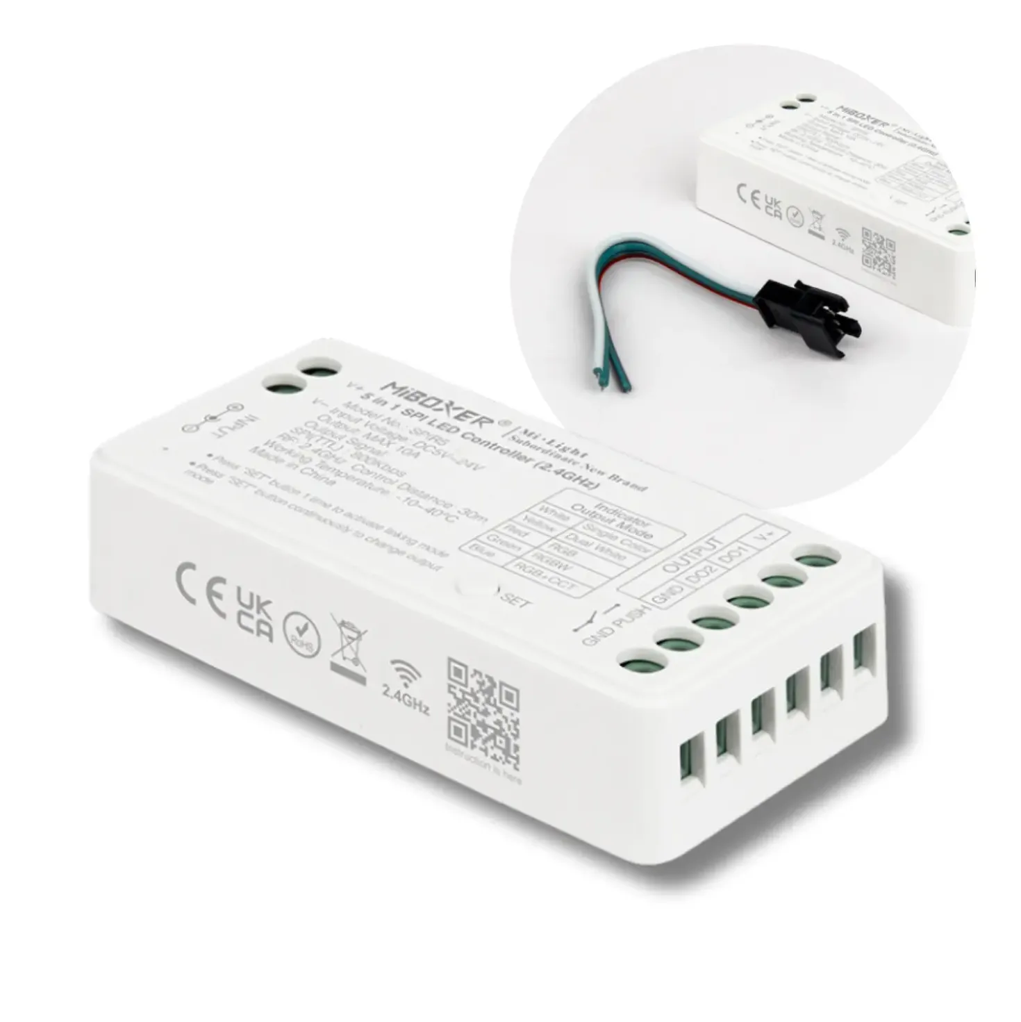 MiBoxer SPI LED Controller | 5i1 | 2.4Ghz | Hvid | SPIR5