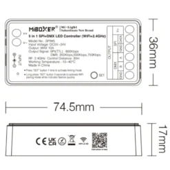 MiBoxer SPI LED Controller | 5i1 | WiFi + 2.4Ghz | Hvid | SPIW5