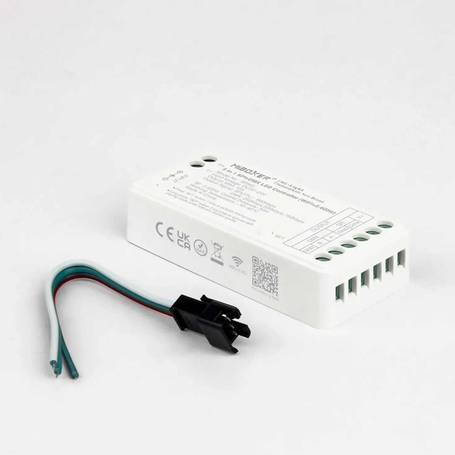 MiBoxer SPI LED Controller | 5i1 | WiFi + 2.4Ghz | Hvid | SPIW5