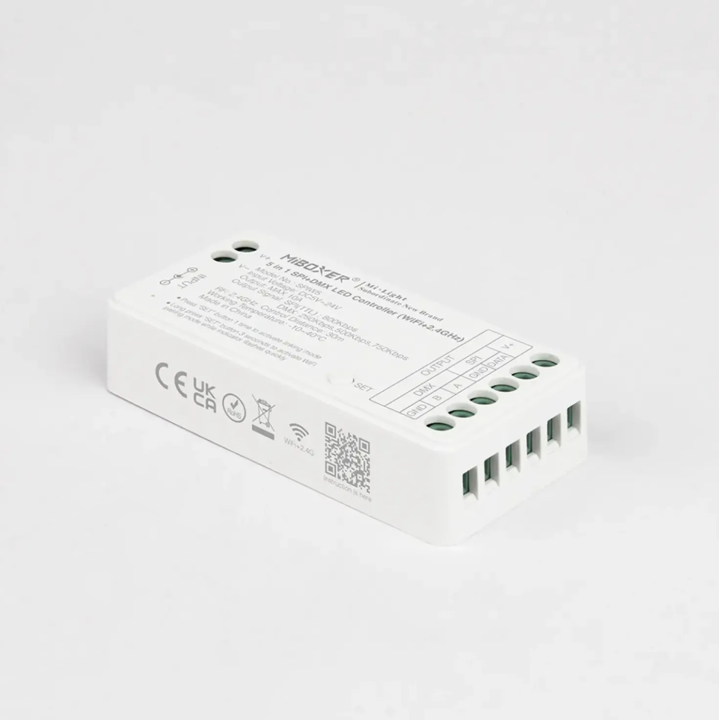 MiBoxer SPI LED Controller | 5i1 | WiFi + 2.4Ghz | Hvid | SPIW5