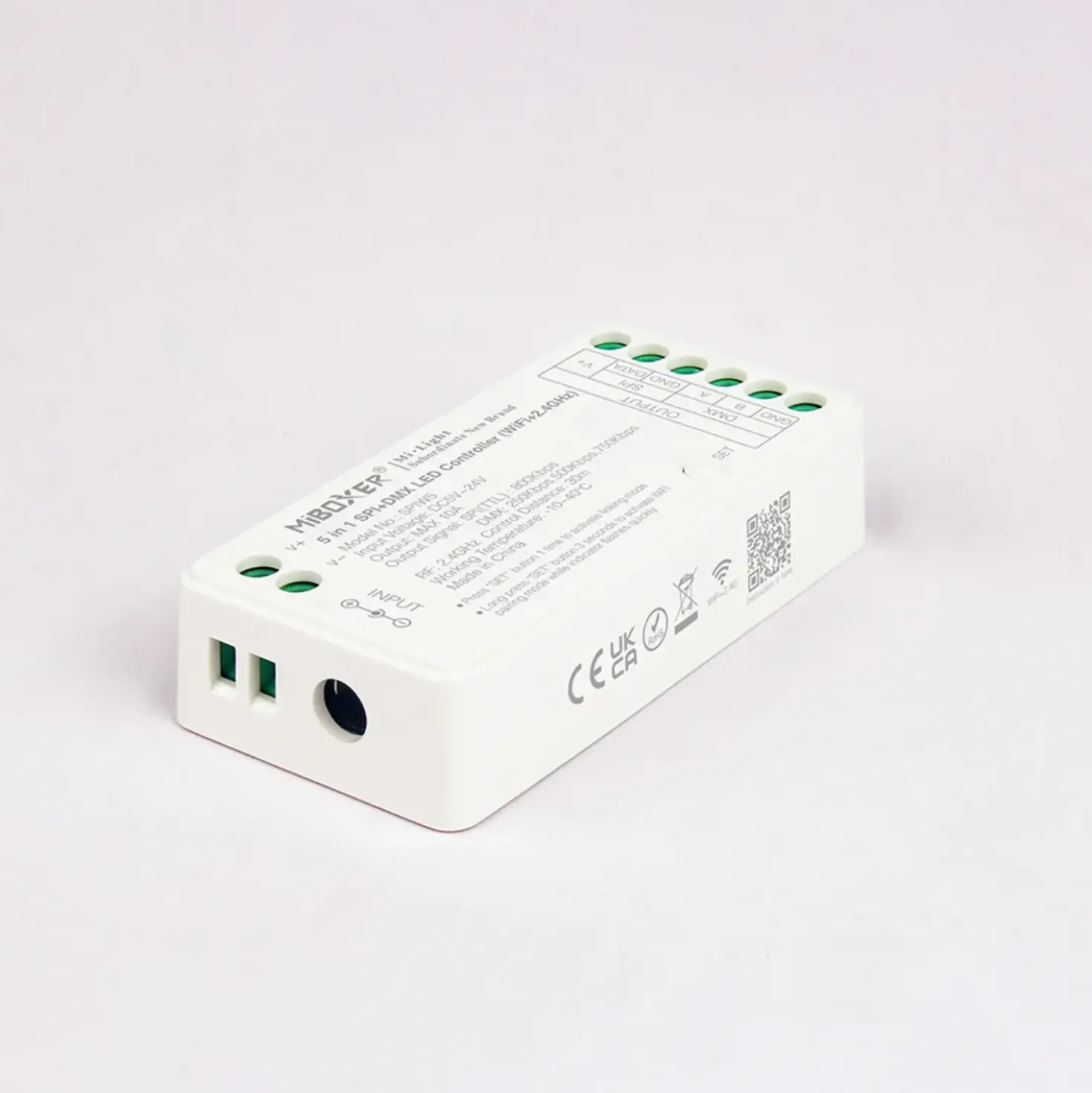 MiBoxer SPI LED Controller | 5i1 | WiFi + 2.4Ghz | Hvid | SPIW5