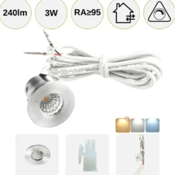 Mini Spot | Stjernehimmel LED | 2800K | 240lm | 3W | MITO MINI | Børstet stål