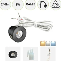 Mini Spot | Stjernehimmel LED | 2800K | 240lm | 3W | MITO MINI | Sort
