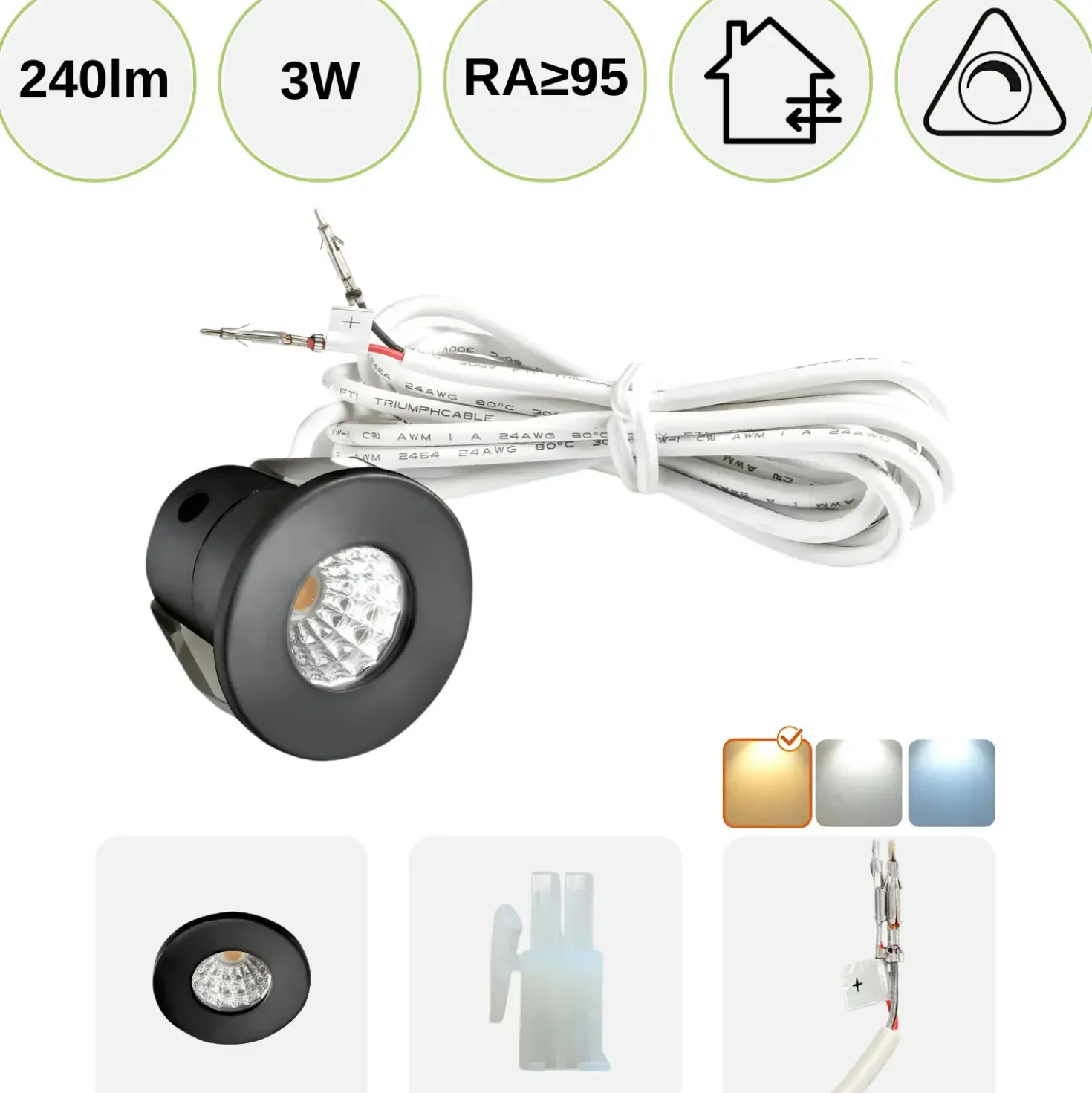 Mini Spot | Stjernehimmel LED | 2800K | 240lm | 3W | MITO MINI | Sort
