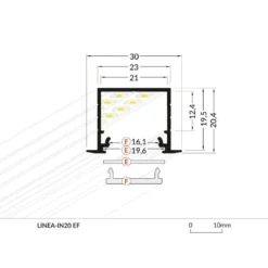 2m LED Skinne | 23x21mm | Alu | LED Profil til Indbyg | Sæt