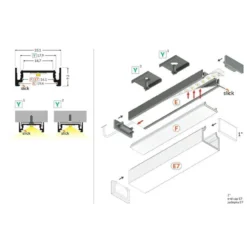 2m LED Skinne | 23x9mm | Hvid | LED Profil til Påbyg | Sæt