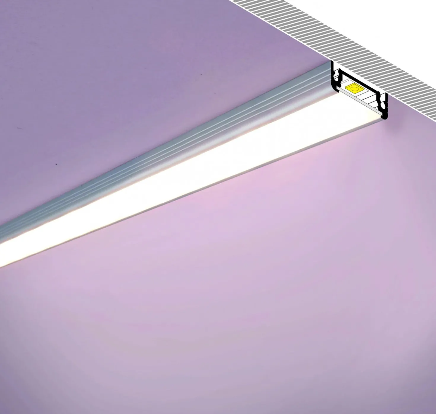 2m LED Skinne | 23x9mm | Sort | LED Profil til Påbyg | Sæt