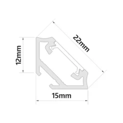 1m Plastprofil | 22x12mm | Hjørneprofil | Sort | Til LED strips