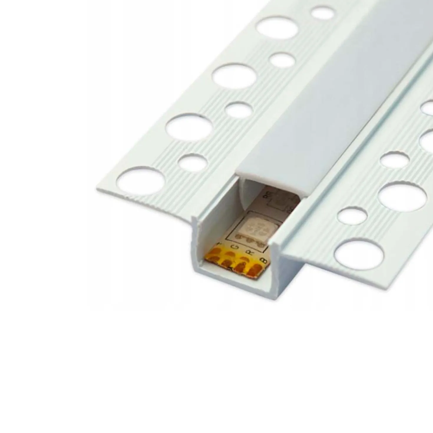 1m Plastprofil | 50x12mm | Hvid | Indbyg | Til LED strips