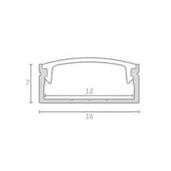 1m Plastprofil | 16x7mm | Hvid | Passer til LED strips | Slim