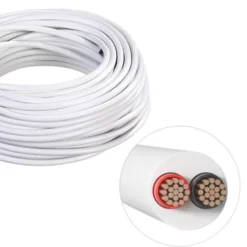 10m PVC Rund kabel | Hvid | Til LED strip | 2*0.78mm2