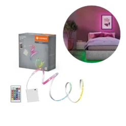 OSRAM RGB LED Strip | batteridrevet| m/Fjernbetjening | 5 meter | IP20 | Plug n Play