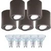 Påbygningsspots | 5 stk. pakke inkl. Gu10 3000K | Dæmpbar | Sort | m. Kip | Indendørs | 230V