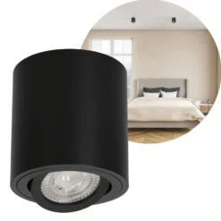 Påbygningsspots | 5 stk. pakke inkl. Gu10 3000K | Dæmpbar | Sort | m. Kip | Indendørs | 230V