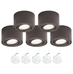 Påbygningsspots | 5 stk. pakke inkl. lyskilder 4000K | Sort | m. Kip | Indendørs | 230V